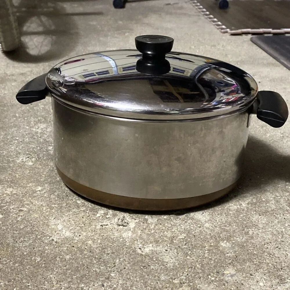 Vintage Revere Ware 4 1/2 QT 84 Stock Pot Copper Clad Bottom Clinton, IL USA